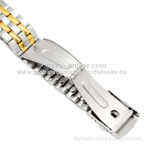 Golden Dial Diamond Quartz Stainless Steel Couple Watch